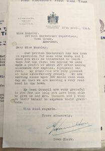 Letter describing success of a British Restaurant
