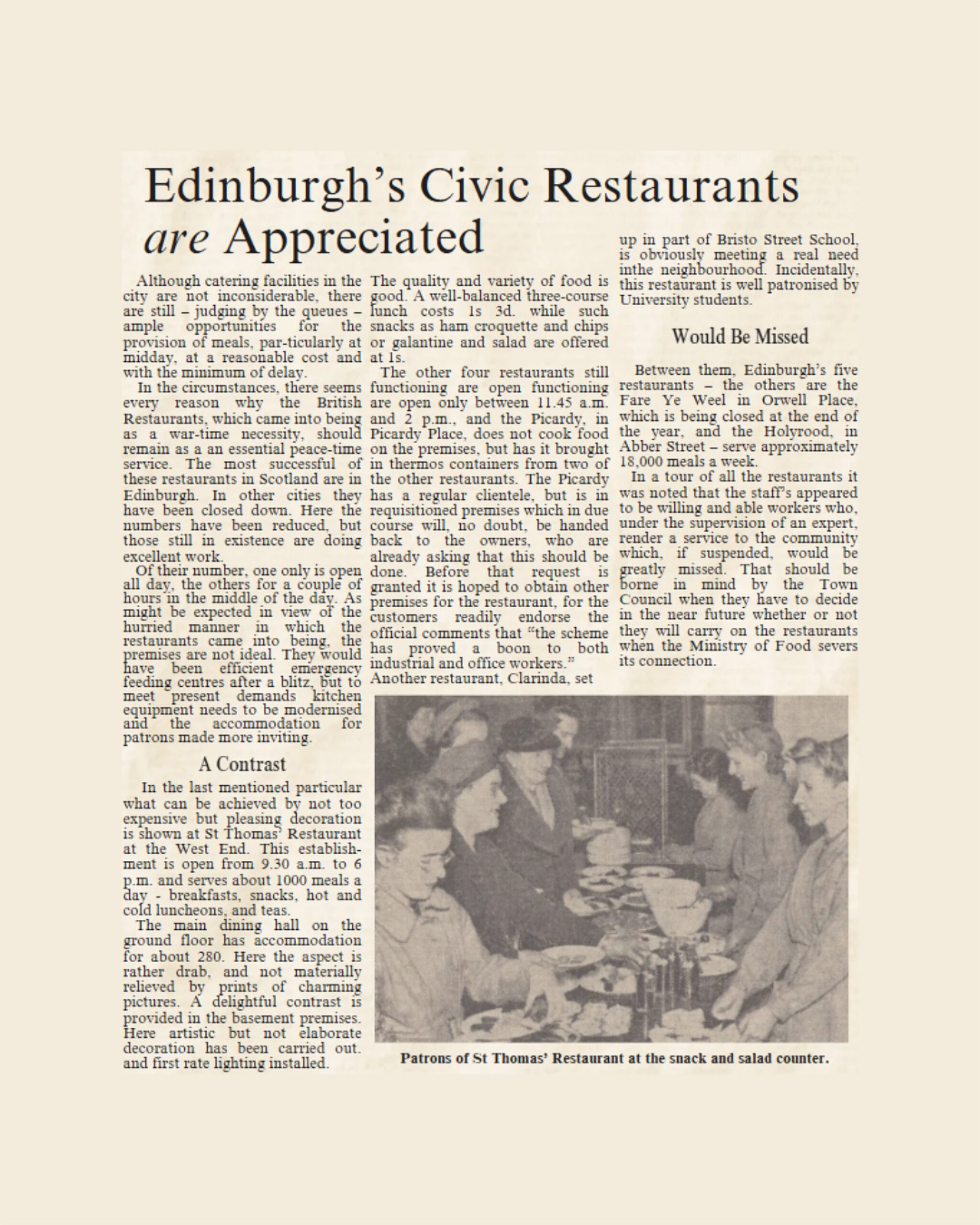 News clipping from Edinburgh Evening News