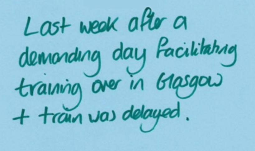 Notes which reads: "When I haven't eaten any veg for a while and I want something nutritious + delicious but can't be bothered to cook!!!"