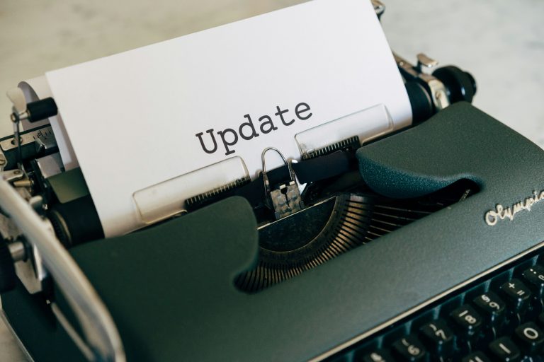 Typewrite with the word 'Update' typed out